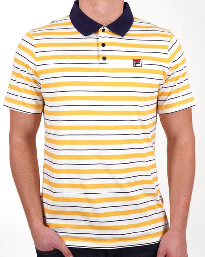 Fila Vintage Striped Polo Shirt gelb / marine