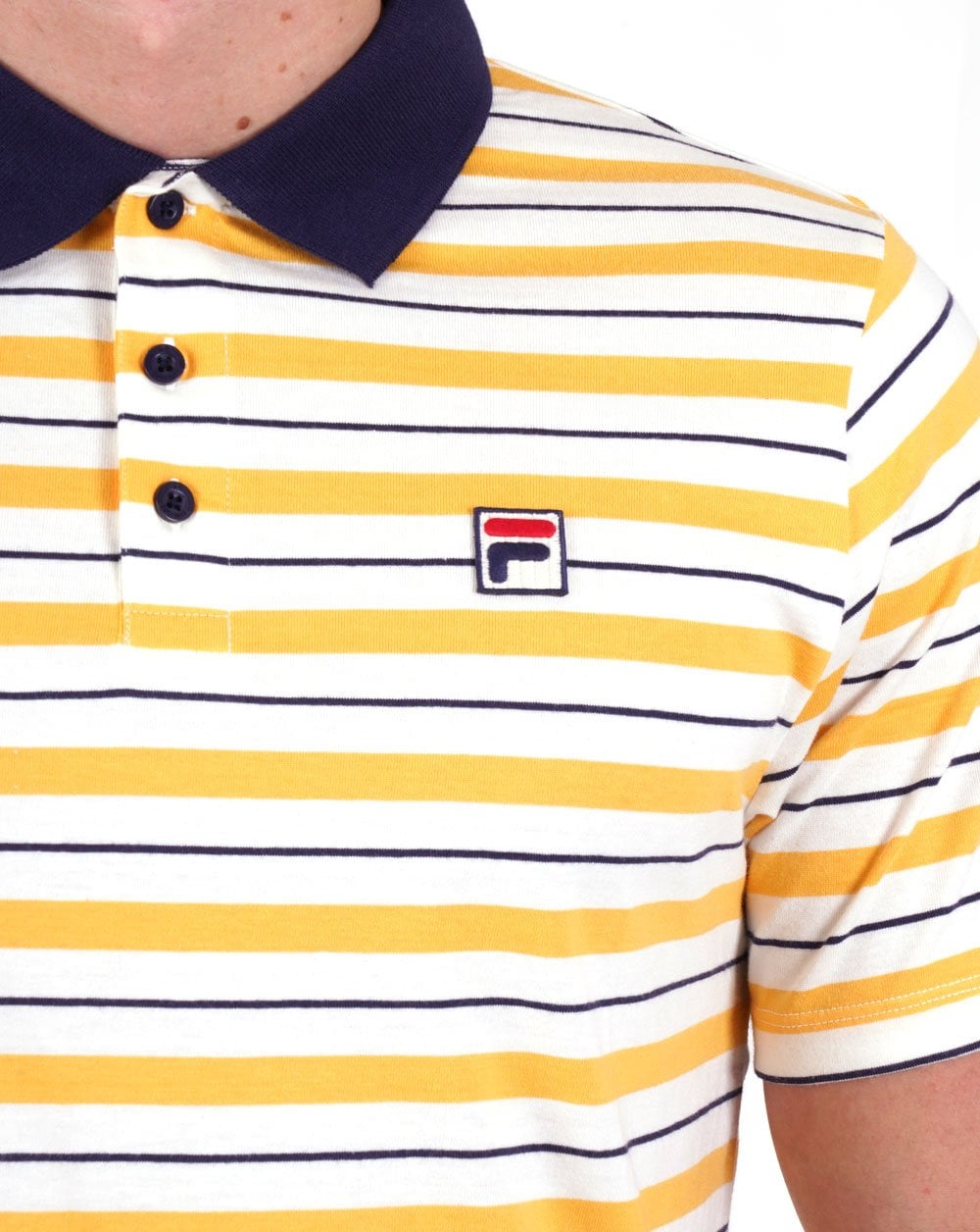 Fila Vintage Striped Polo Shirt gelb / marine