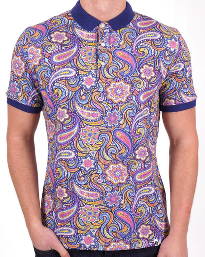 Pretty Green – Festival-Poloshirt mit Paisleymuster, mehrfarbig