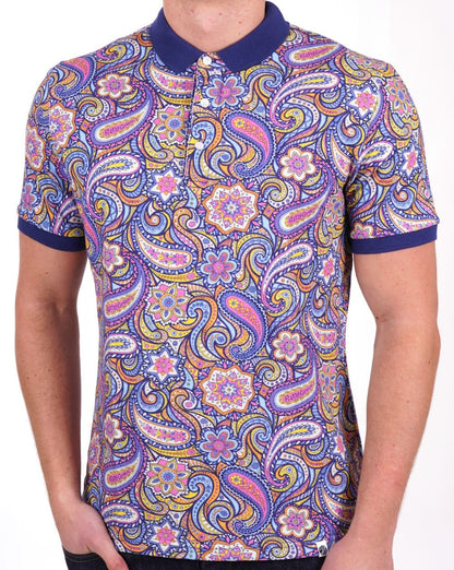 Pretty Green – Festival-Poloshirt mit Paisleymuster, mehrfarbig