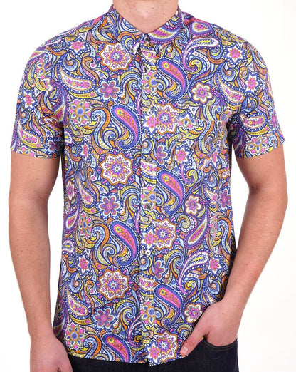 Pretty Green Festival Paisley Kurzarmhemd, mehrfarbig