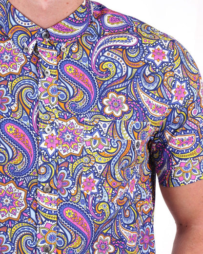 Pretty Green Festival Paisley Kurzarmhemd, mehrfarbig