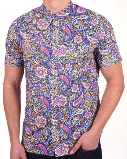 Pretty Green Festival Paisley Kurzarmhemd, mehrfarbig