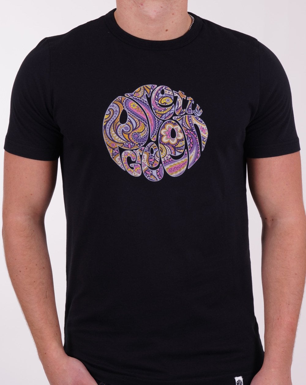 Pretty Green Festival Paisley T-Shirt Schwarz