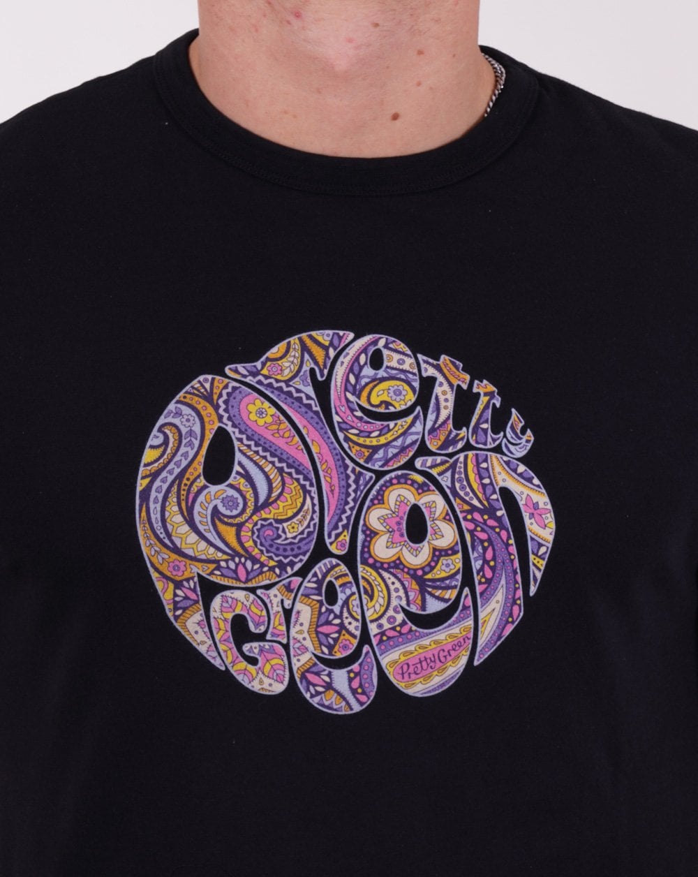 Pretty Green Festival Paisley T-Shirt Schwarz