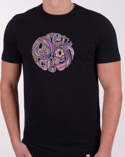 Pretty Green Festival Paisley T-Shirt Schwarz