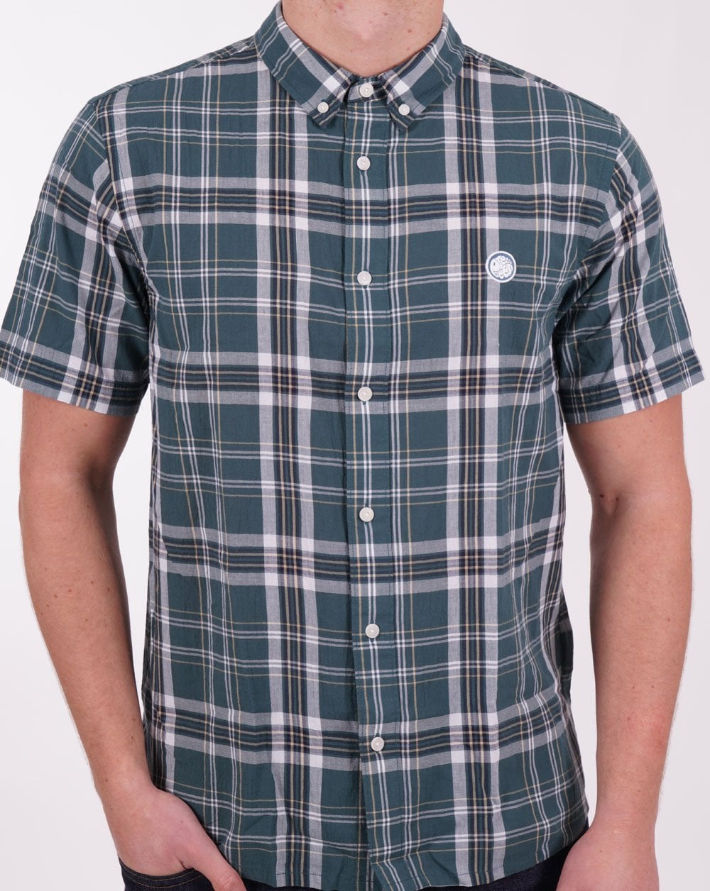 Pretty Green Ribera Kurzarm-Karohemd Grün