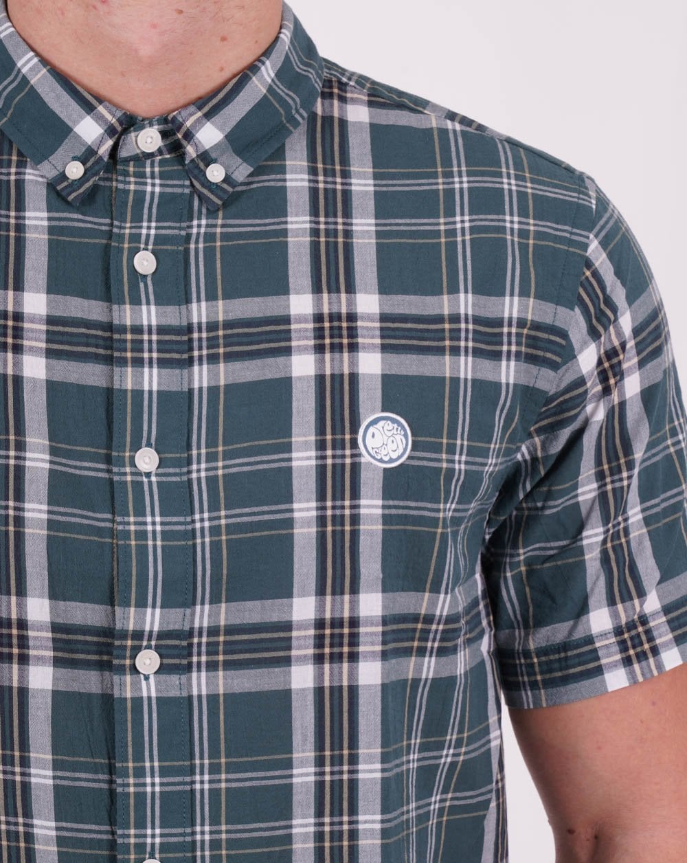 Pretty Green Ribera Kurzarm-Karohemd Grün