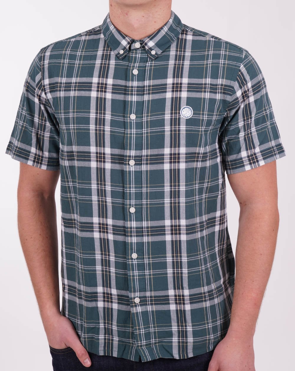 Pretty Green Ribera Kurzarm-Karohemd Grün