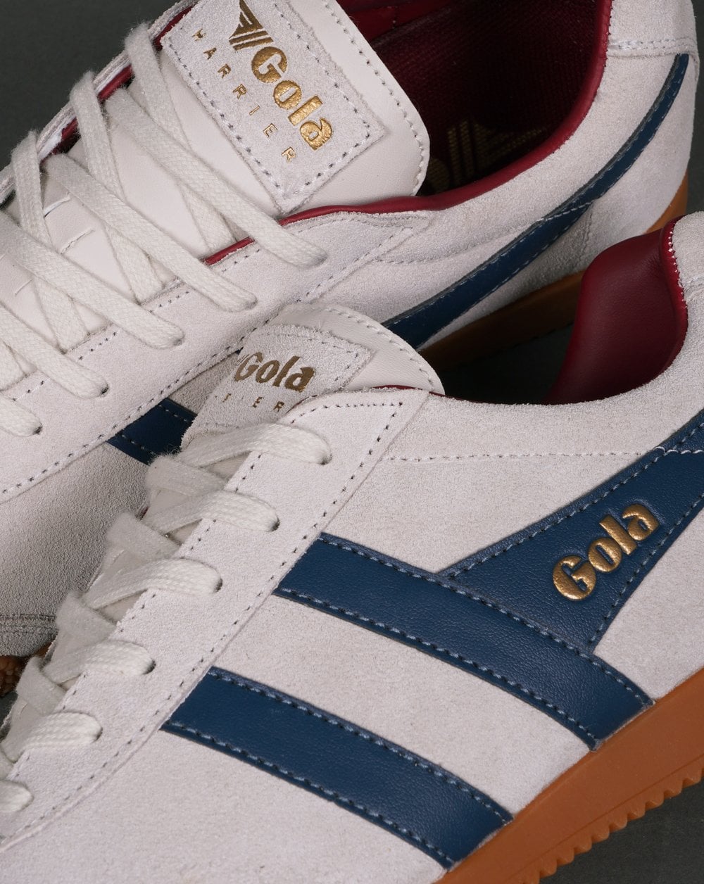 Gola Harrier Suede Trainer Off White /Blue / Burgundy