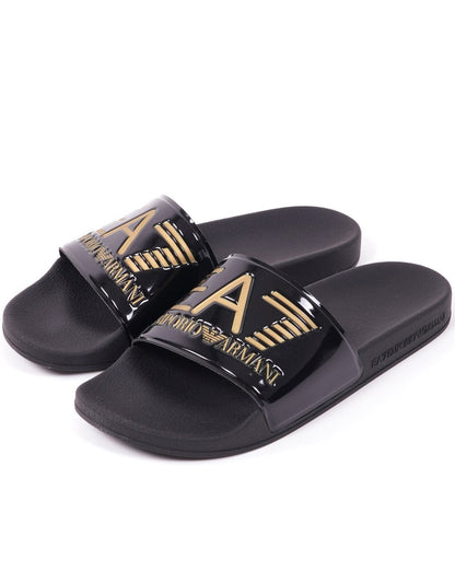 Emporio Armani EA7 Logo Slider Schwarz/Gold