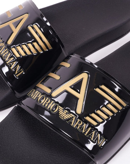 Emporio Armani EA7 Logo Slider Schwarz/Gold
