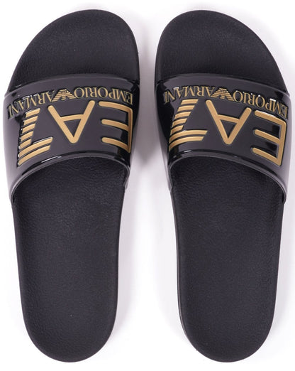 Emporio Armani EA7 Logo Slider Schwarz/Gold