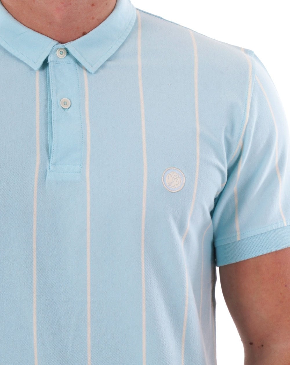Pretty Green Vega Nadelstreifen-Poloshirt Hellblau