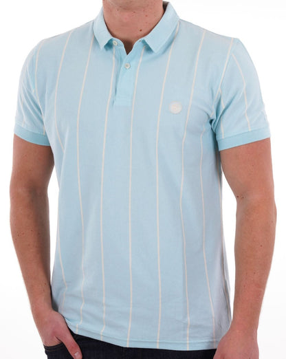 Pretty Green Vega Nadelstreifen-Poloshirt Hellblau