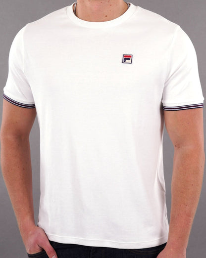 Fila – Vintage-T-Shirt mit Manschetten und Spitze in Weiß