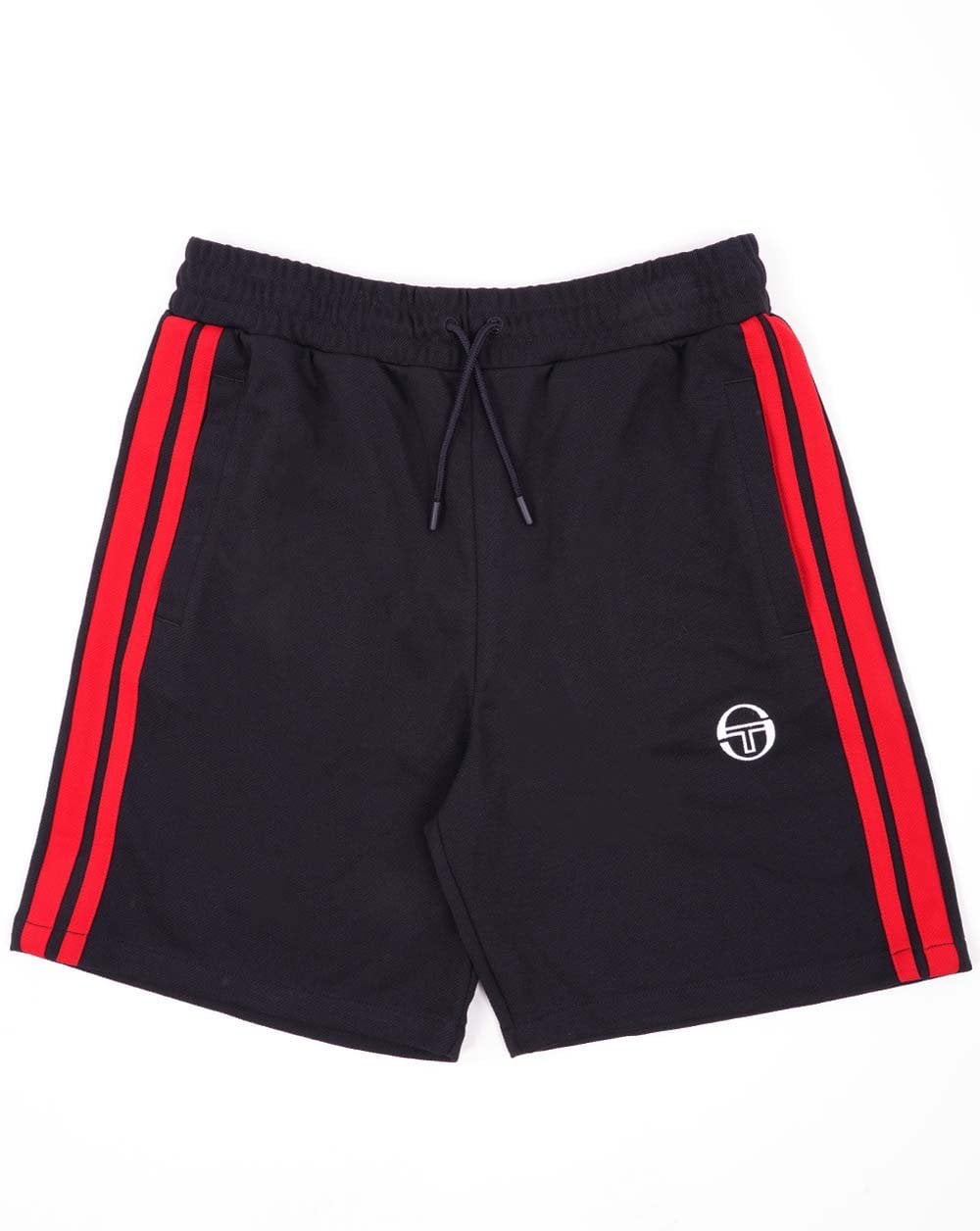 Sergio Tacchini Gestreifte Freizeitshorts Schwarz/Dunkelrot