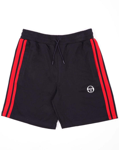 Sergio Tacchini Gestreifte Freizeitshorts Schwarz/Dunkelrot