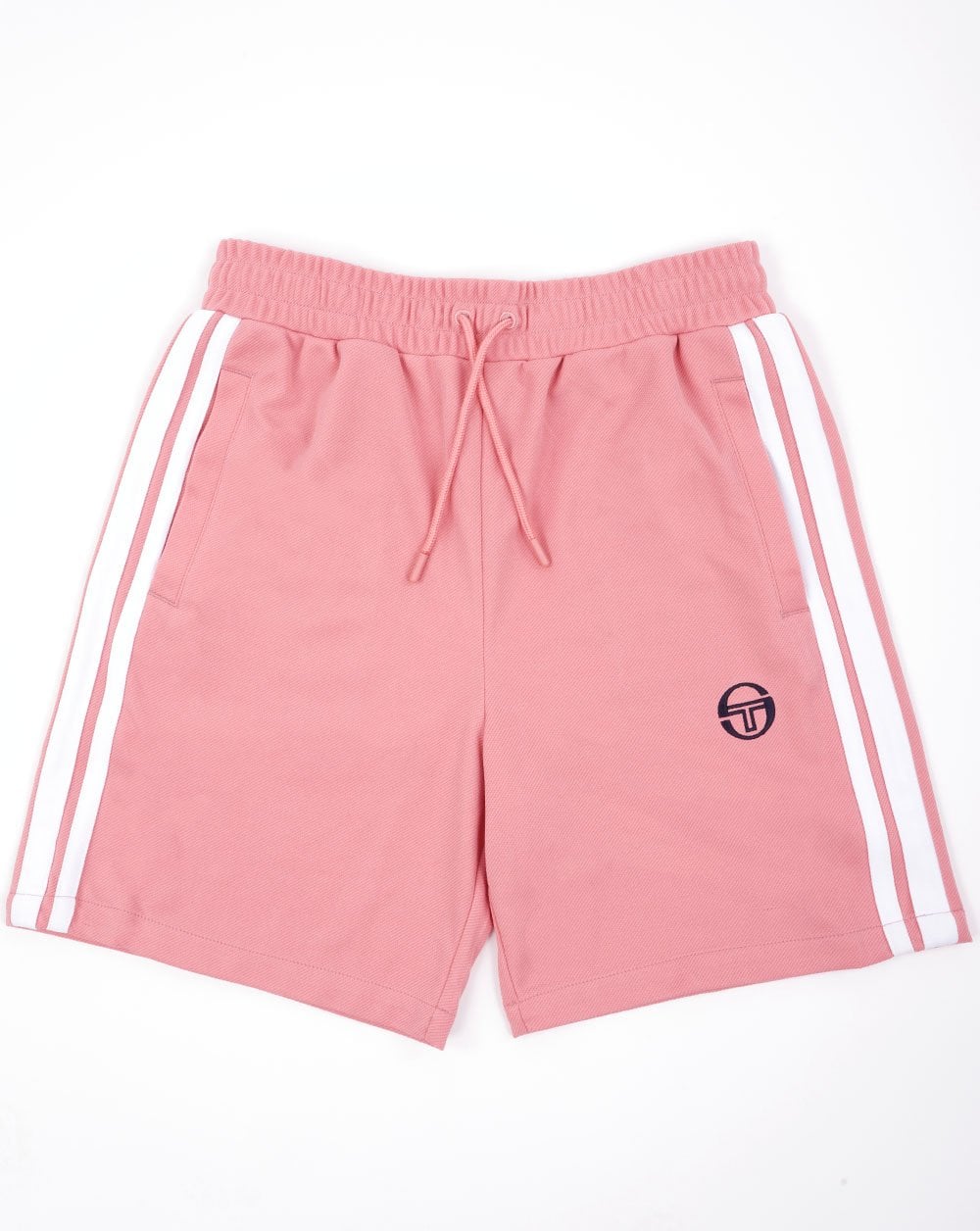 Sergio Tacchini Gestreifte Freizeitshorts Dunkelrosa/Weiß