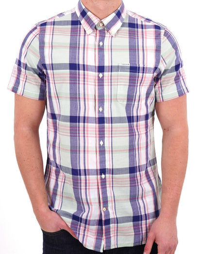 Barbour Nickwell Madras Check Kurzarmhemd, Himmelblau