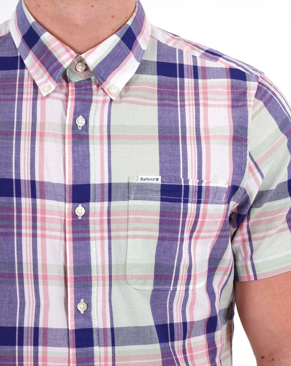 Barbour Nickwell Madras Check Kurzarmhemd, Himmelblau