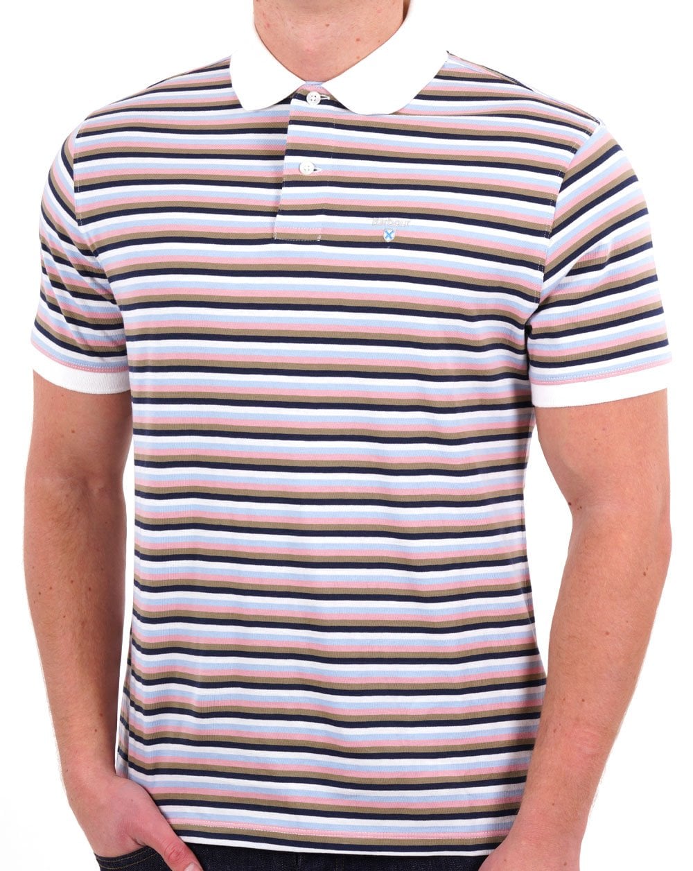 Barbour Sandown Streifenpolo Weiß