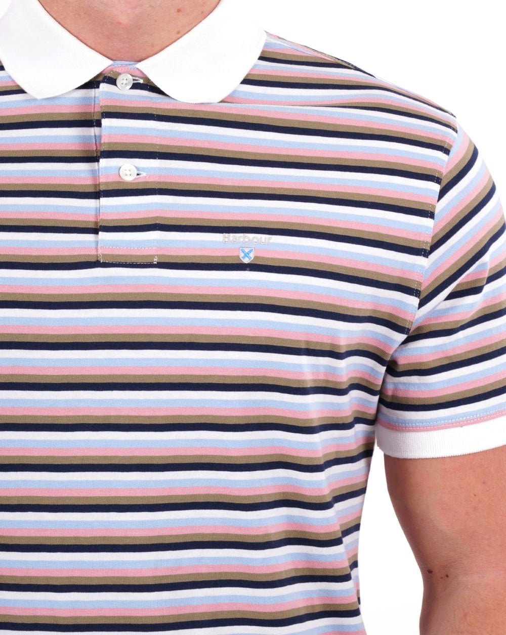 Barbour Sandown Streifenpolo Weiß