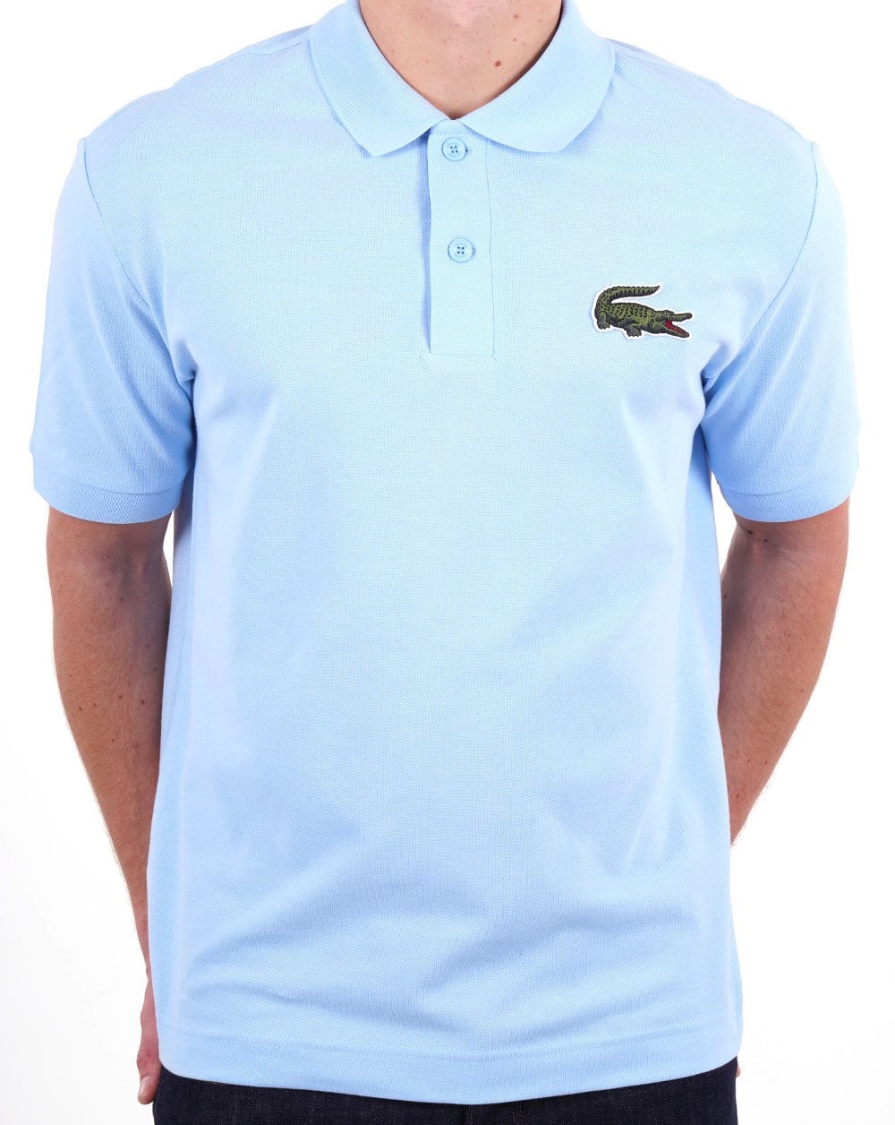Lacoste – Poloshirt mit großem Krokodilmuster, Himmelblau