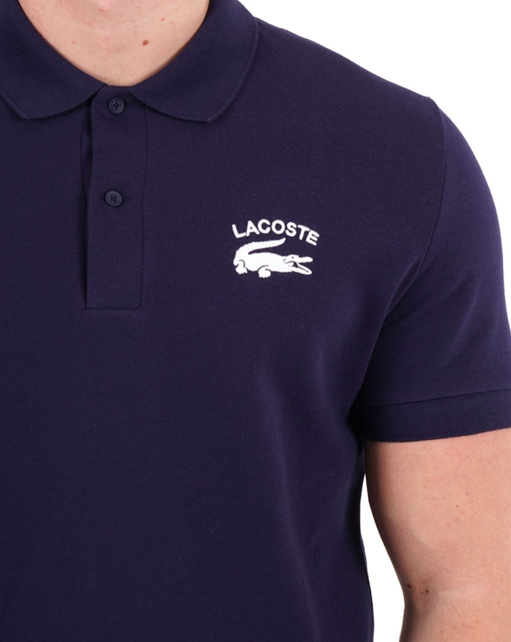 Lacoste – Poloshirt mit gesticktem Logo in Marineblau