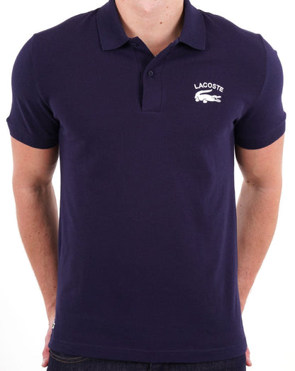 Lacoste – Poloshirt mit gesticktem Logo in Marineblau