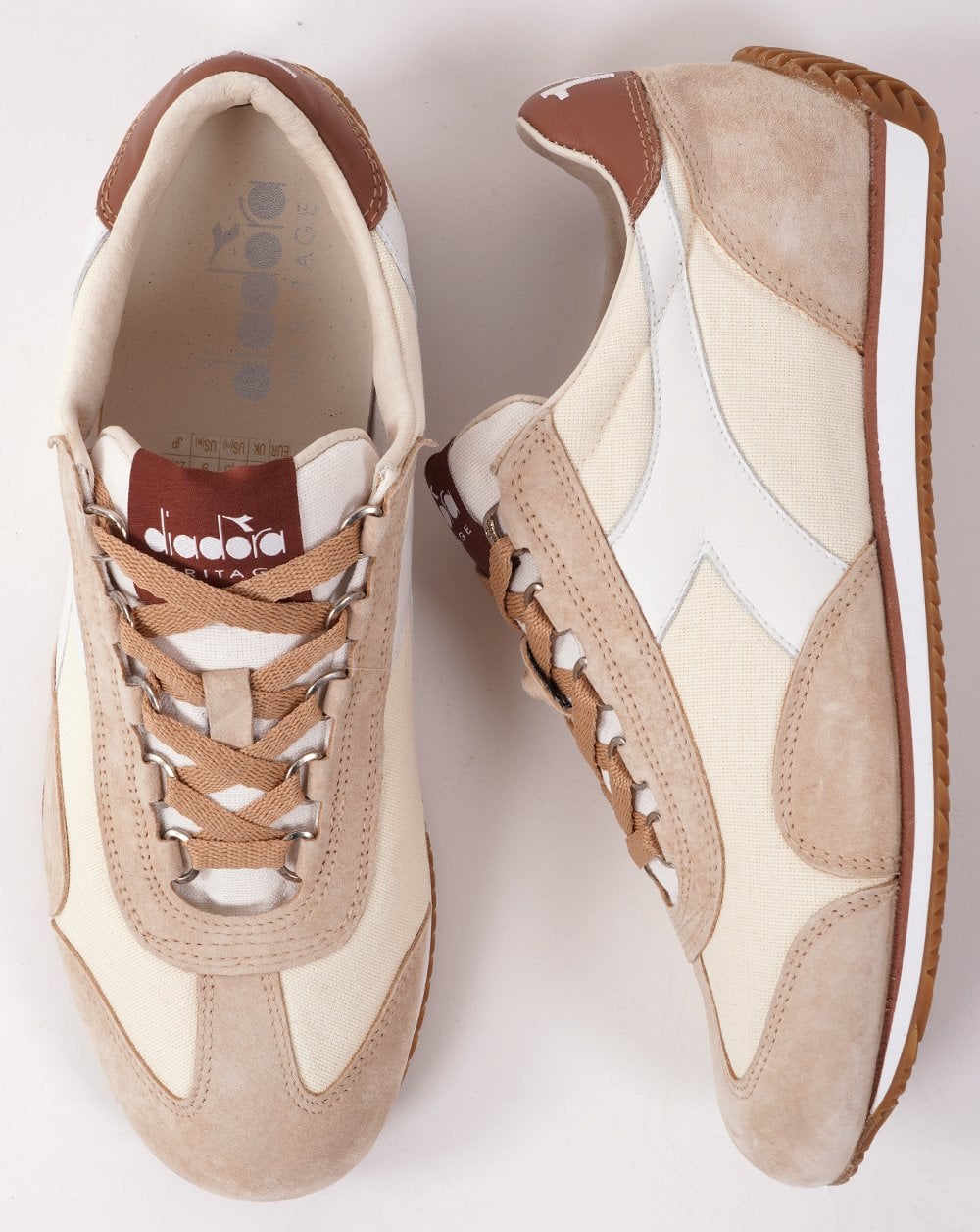 Diadora Equipe Canvas Stone Wash Trainers Cloud Cream