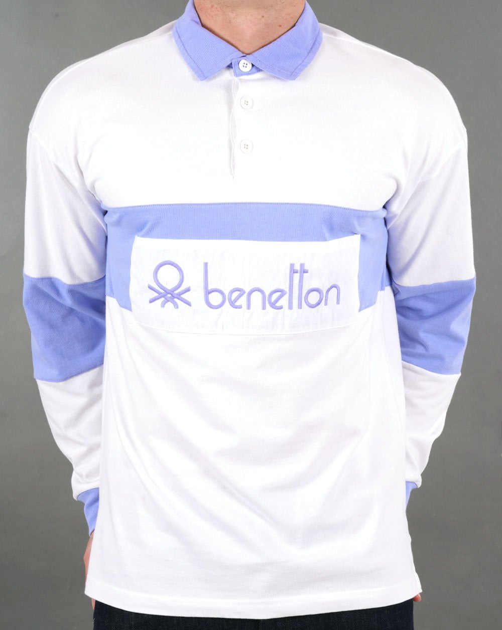 Benetton Rugby-Shirt Weiß/Lavendel