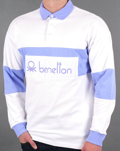 Benetton Rugby-Shirt Weiß/Lavendel