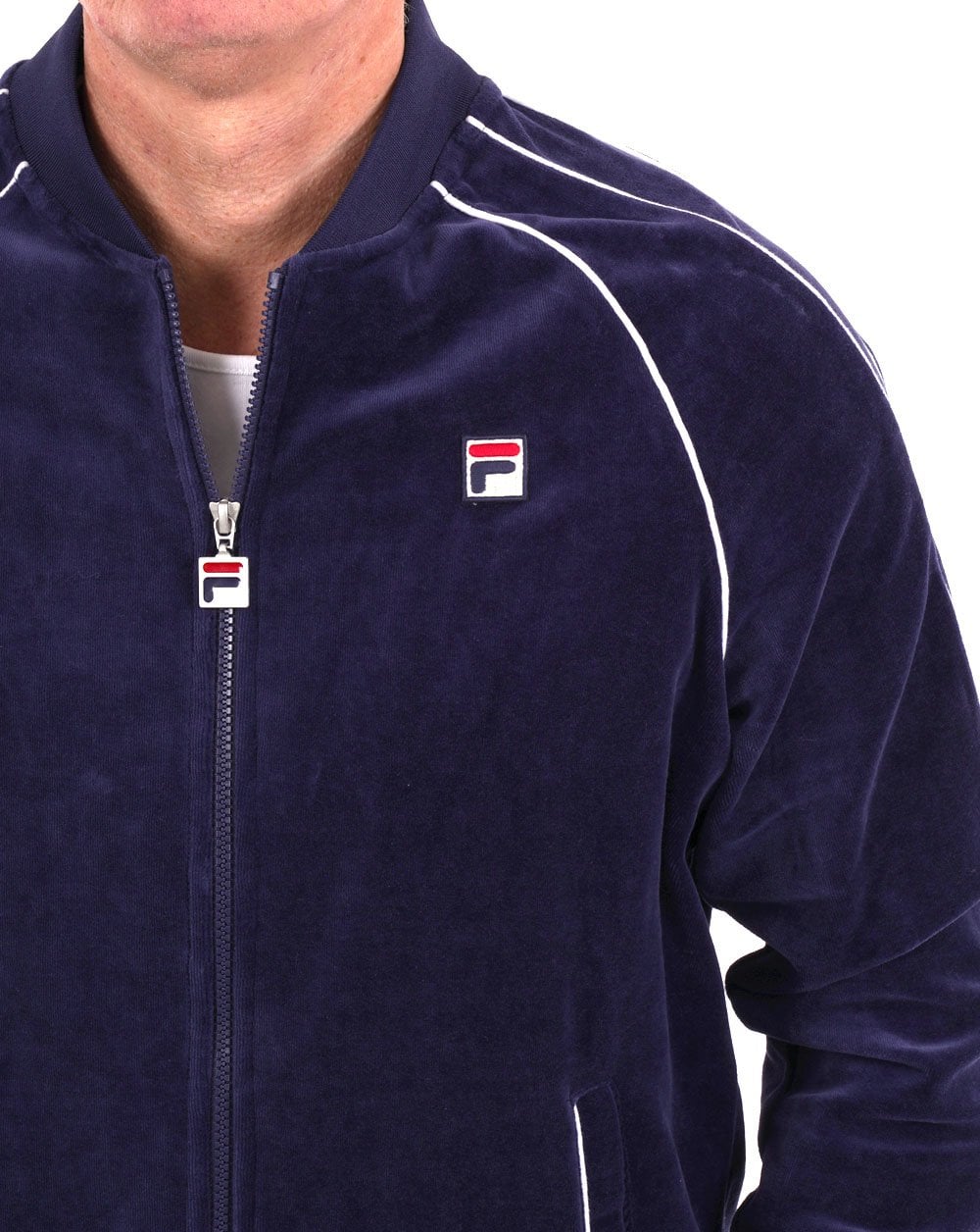 Fila Vintage Velours-Trainingsjacke, Marineblau