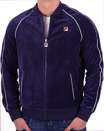 Fila Vintage Velours-Trainingsjacke, Marineblau