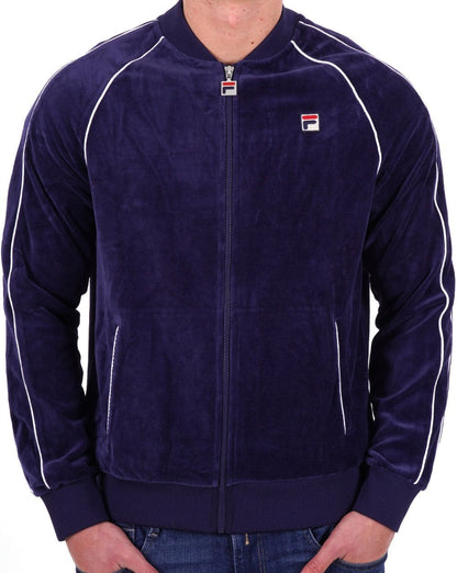 Fila Vintage Velours-Trainingsjacke, Marineblau