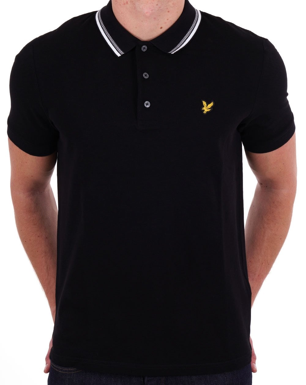 Lyle &amp; Scott – Dash – Poloshirt mit Streifen in Schwarz