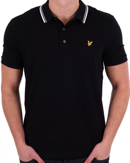 Lyle &amp; Scott – Dash – Poloshirt mit Streifen in Schwarz