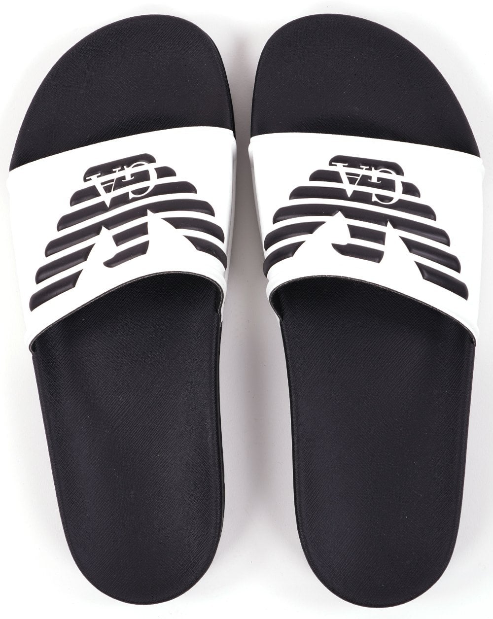 Emporio Armani Slider mit Adler-Logo, Weiß/Schwarz