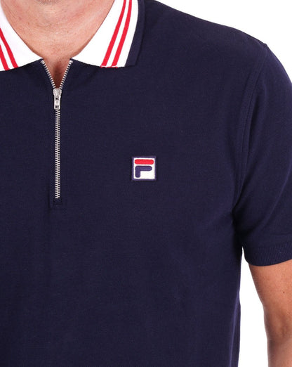 Fila Vintage Poloshirt mit Reißverschluss, Marineblau