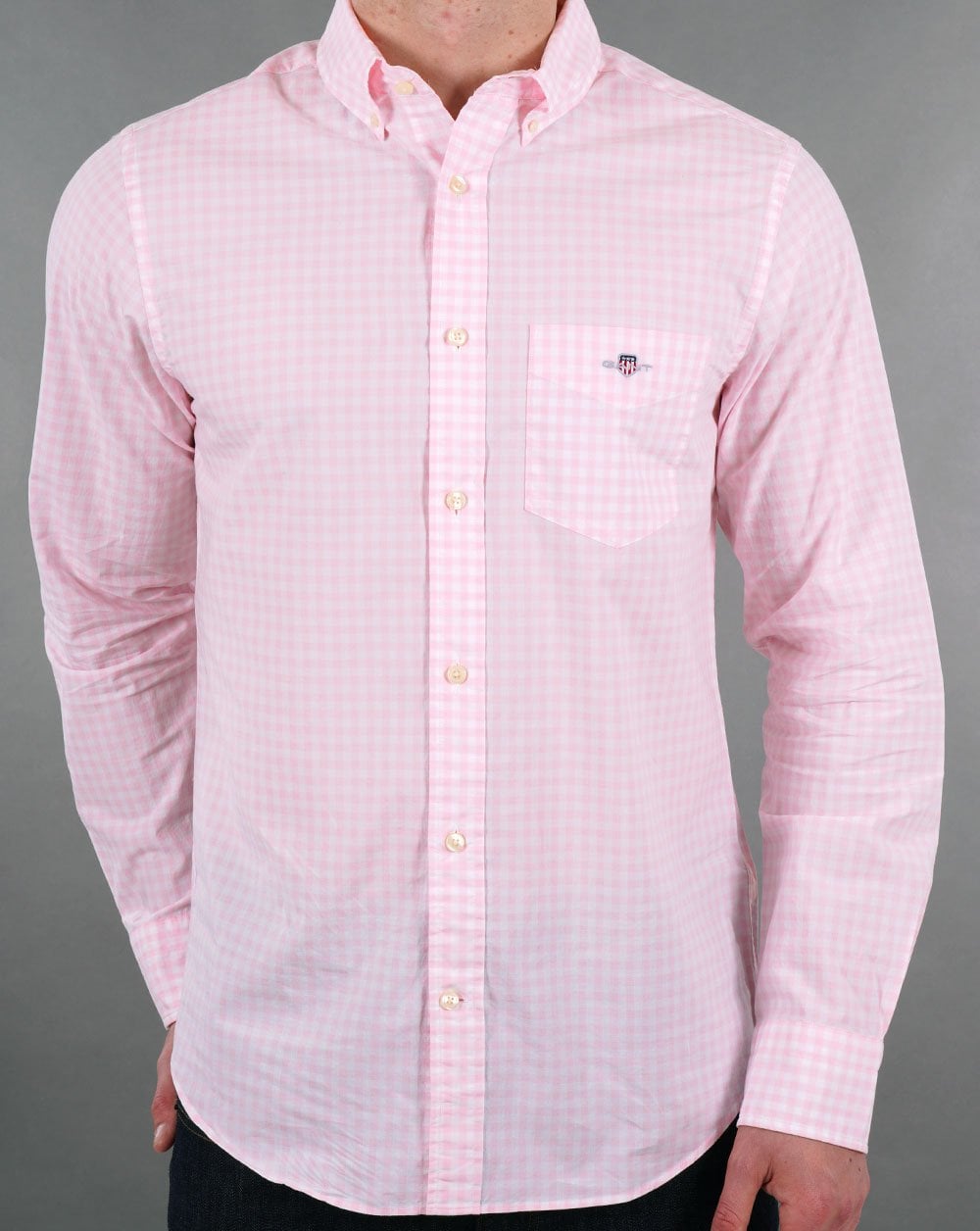 Gant Popeline-Hemd mit Vichy-Karomuster Rosa