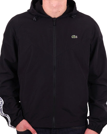 Lacoste – Jacke mit Taping in Schwarz