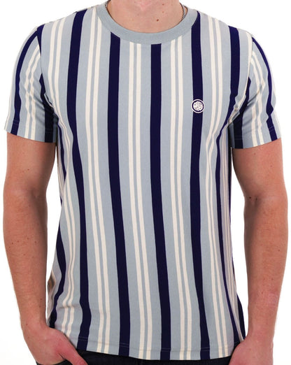 Pretty Green Capella Streifen T-Shirt Hellblau