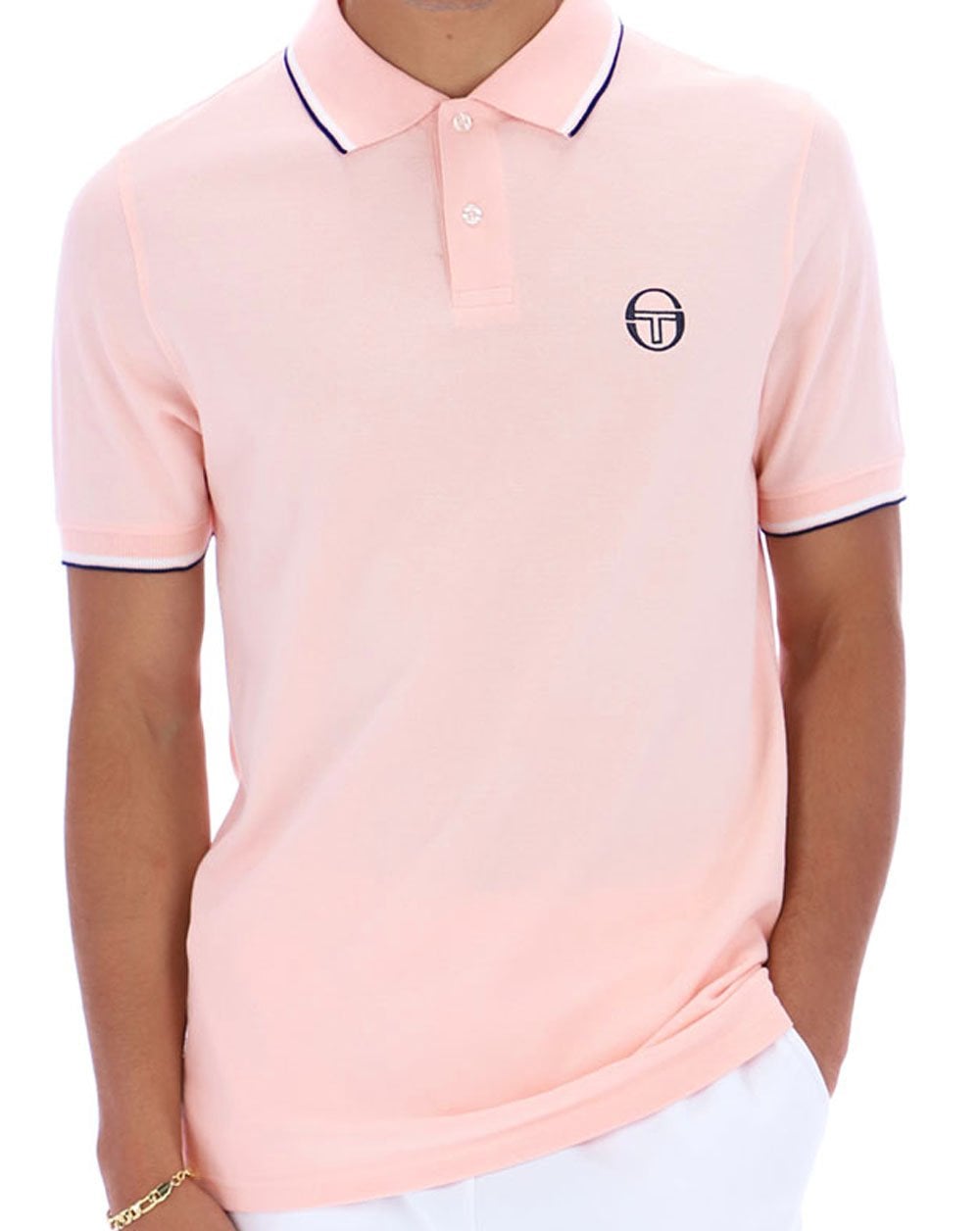 Sergio Tacchini Poloshirt mit Streifen, Pink/Weiß