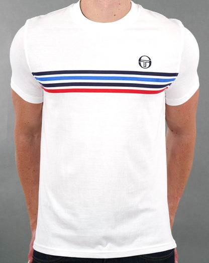 Sergio Tacchini – Weißes T-Shirt mit Bruststreifen