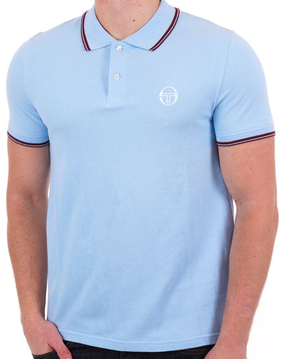 Sergio Tacchini Poloshirt mit Streifen, Himmelblau/Weinrot