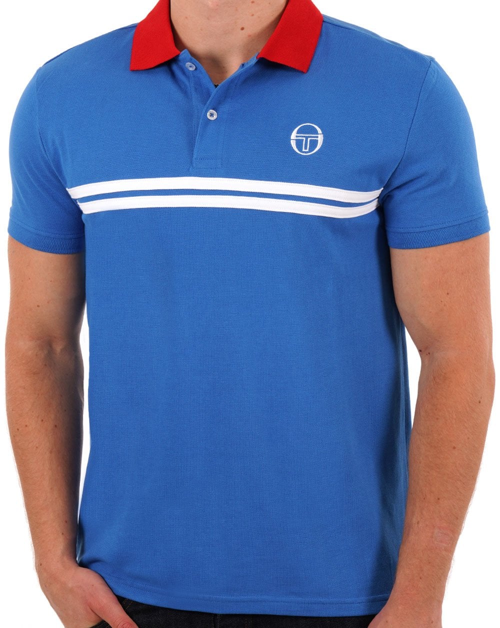 Sergio Tacchini Supermac Poloshirt Königsblau/Rot/Weiß