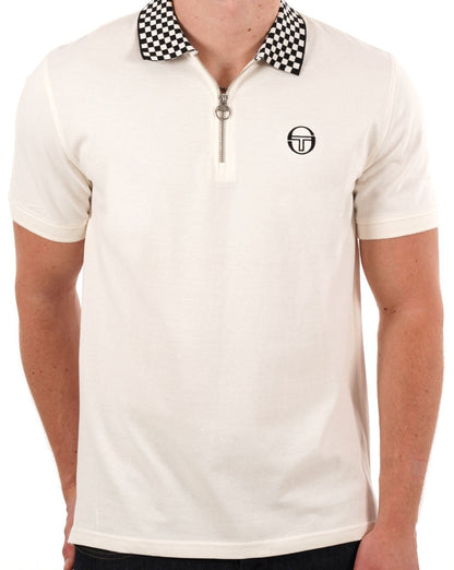 Sergio Tacchini Karo-Reißverschluss-Poloshirt Gardenia