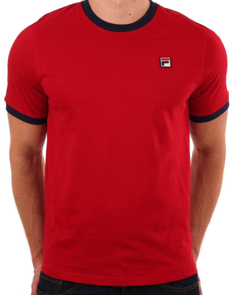Fila Vintage Ringer T-Shirt Dunkelrot/Marineblau
