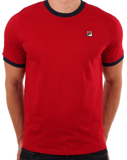 Fila Vintage Ringer T-Shirt Dunkelrot/Marineblau